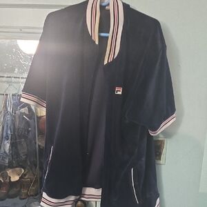 Fila Men's Navy Jacket with White and Red Trim